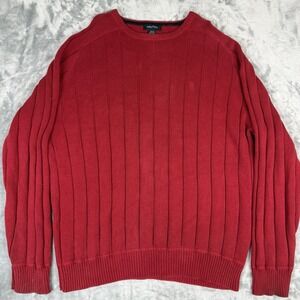 Nautica Men's Red Cable Knit Crewneck Sweater Size XXL Long Sleeve Cotton